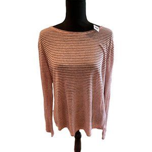 GAP 100% Linen Pink & Black Stripe Sheer